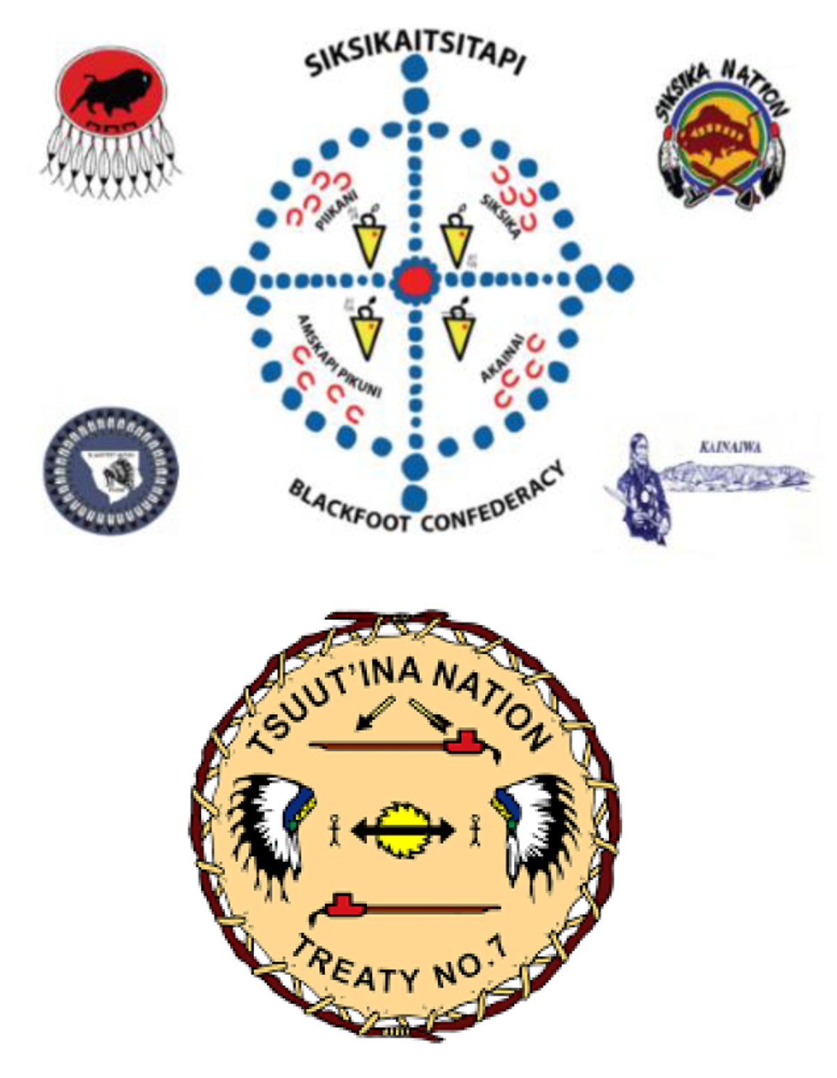 Top &ndash; Symbol of the Blackfoot Confederacy; Bottom &ndash; Symbol of the Tsuut’ina Nation