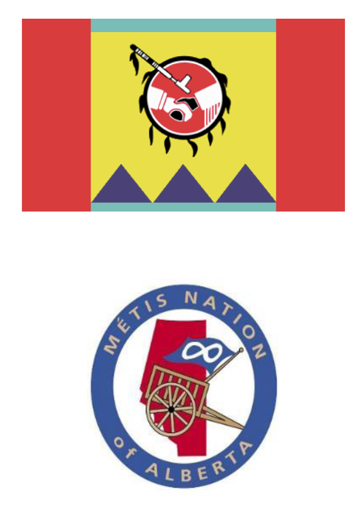 Top &ndash; Symbol of the stoney nakoda; Bottom &ndash; Symbol of the metis nation of alberta