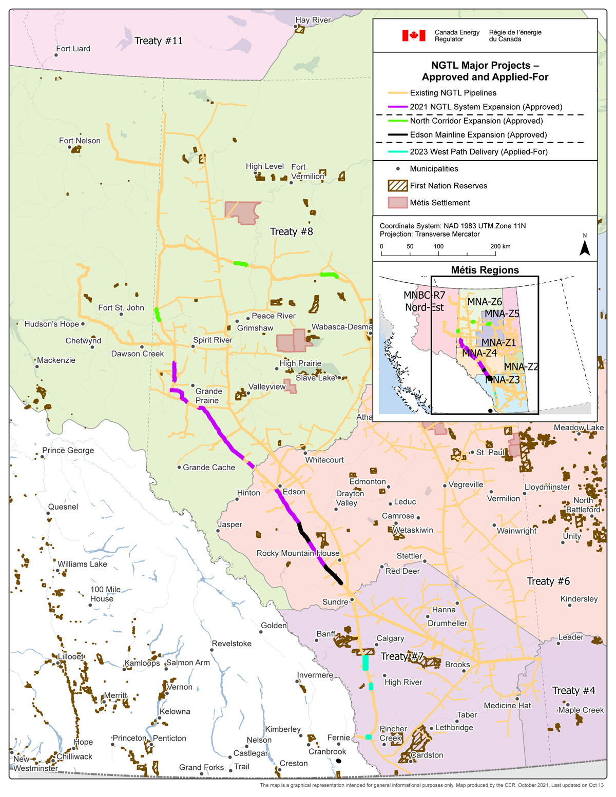 Figure&nbsp;1: Map of NGTL Major Projects: Approved and Under Review