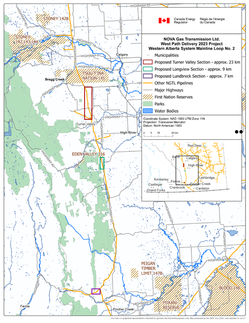 NOVA Gas Transmission Ltd. &ndash; West Path Delivery 2023 &ndash; Map