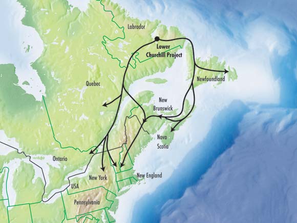 Figure&nbsp;5.3 - Lower Churchill Project Potential Export Routes