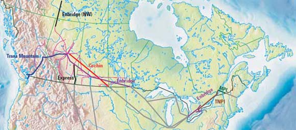Figure&nbsp;1.1 - Oil Pipelines Regulated by the NEB