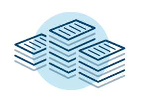 Illustration de trois piles de documents