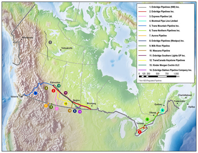 Figure 2 – Larger NEB-Regulated Crude Oil Pipelines