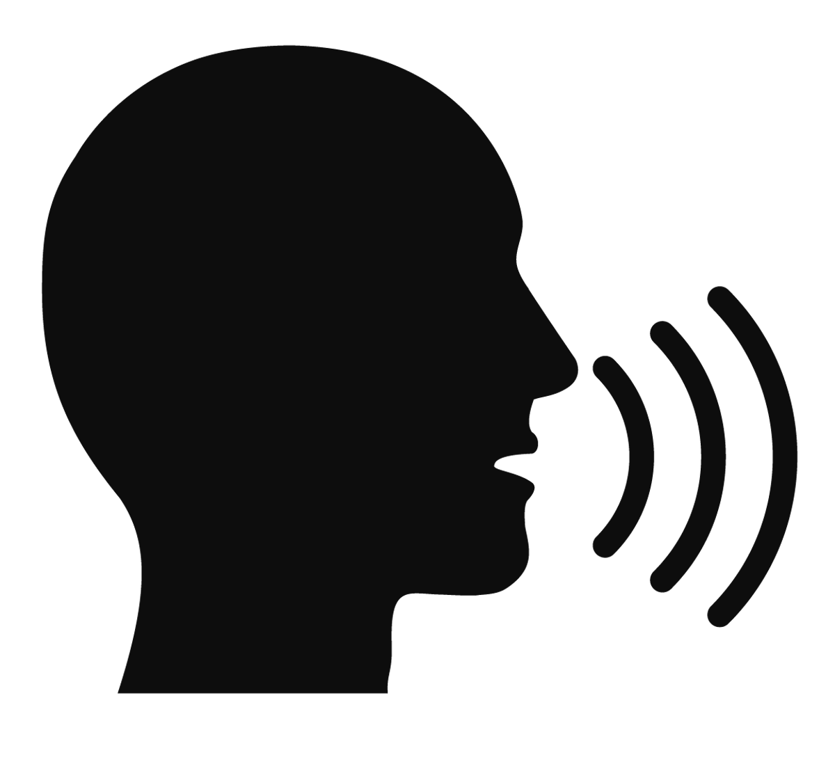 Icon &ndash; Silhouette of a head with lines reflecting speech