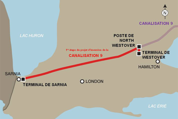 Carte de la premi&egrave;re&nbsp;&eacute;tape du projet d'inversion de la canalisation&nbsp;9