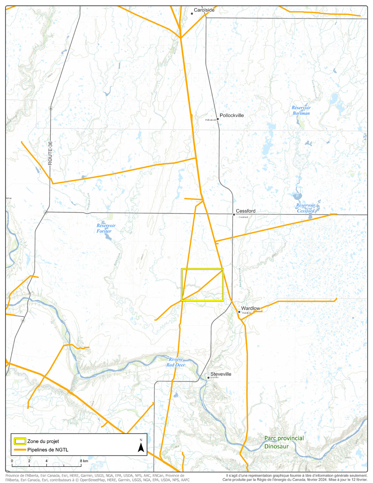 Carte &ndash; NOVA Gas Transmission Ltd. &ndash; Modification de la canalisation latérale Gregory Northeast (NPS 6)