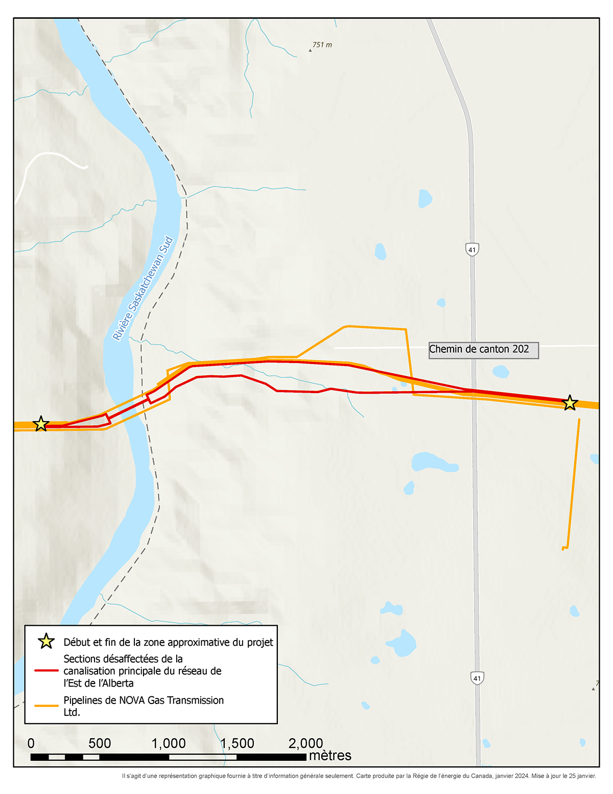 Carte &ndash; NOVA Gas Transmission Ltd. &ndash; Modifications au réseau principal dans l’Est de l’Alberta