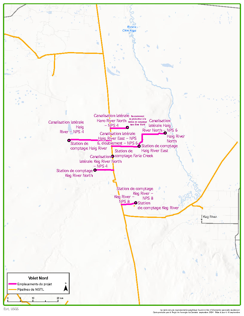 Carte volet nord &ndash; Programme de cessation d’exploitation de stations de comptage et de canalisations latérales de 2024 de NGTL GP