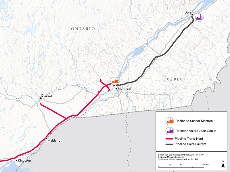 Figure&nbsp;2&nbsp;: Infrastructure des produits raffinés au Québec
