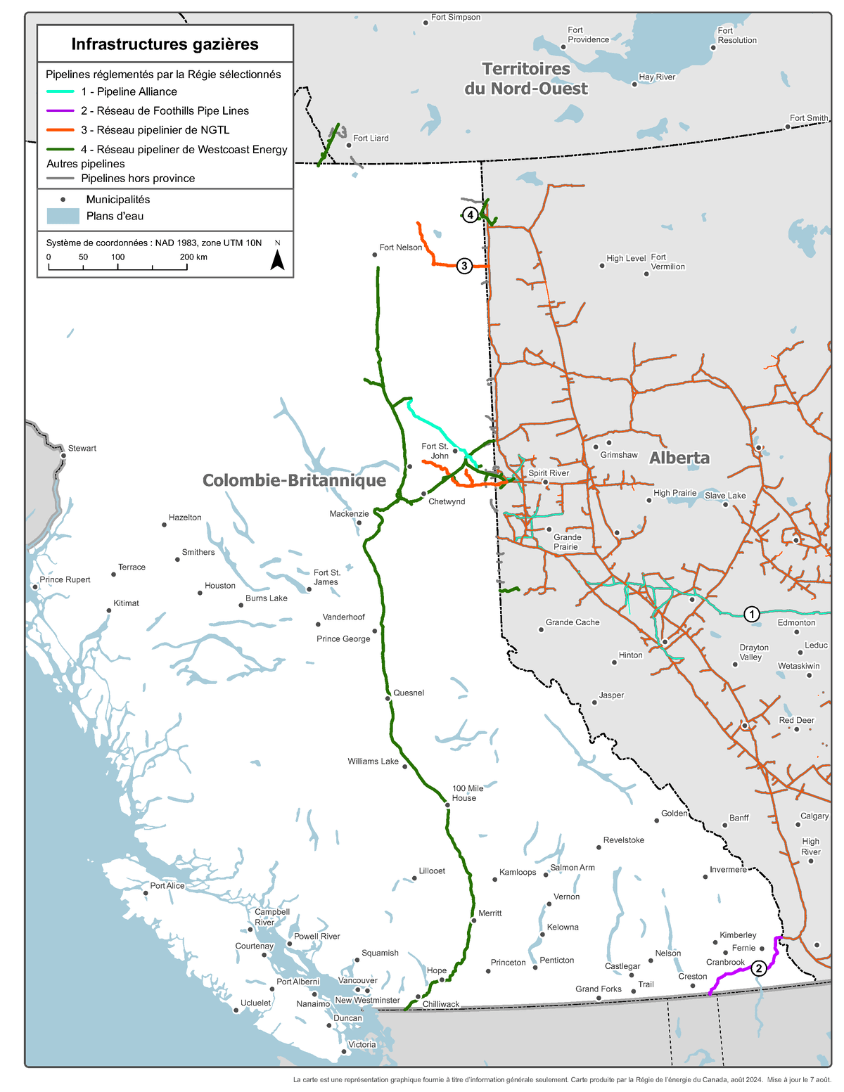 Figure 5 – Carte des infrastructures du gaz naturel