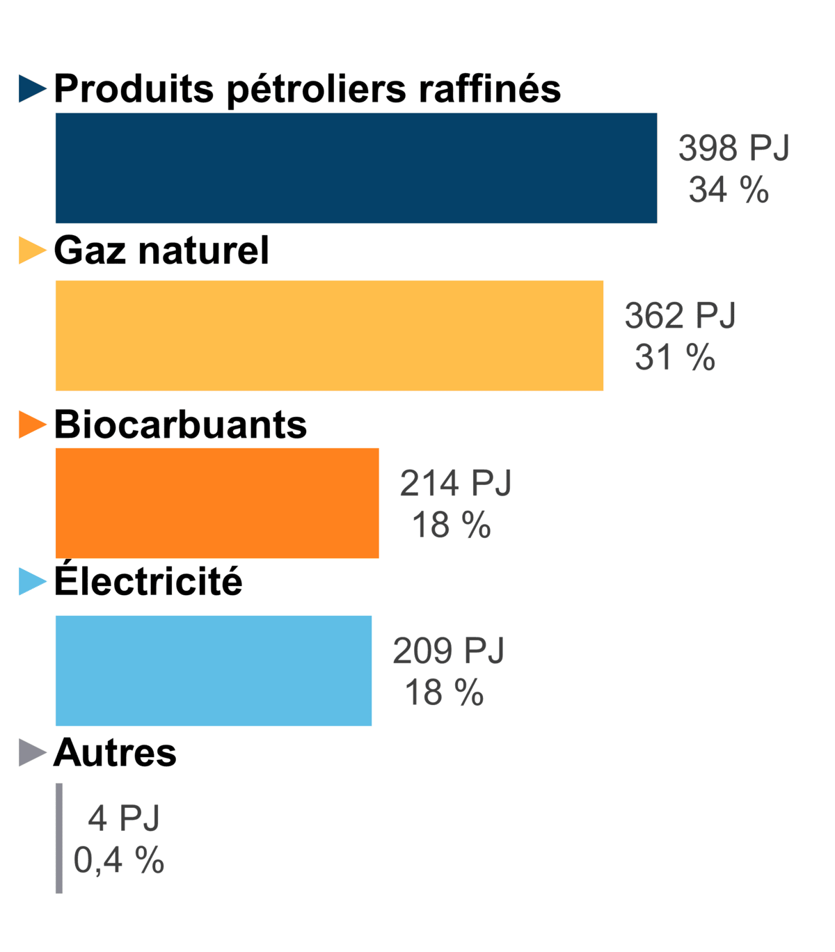 Figure 7 - Demande pour utilisation finale selon le combustible (2020)