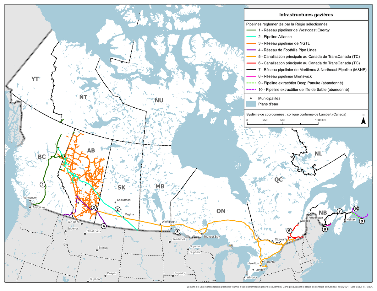 Figure 5 – Carte des infrastructures du gaz naturel
