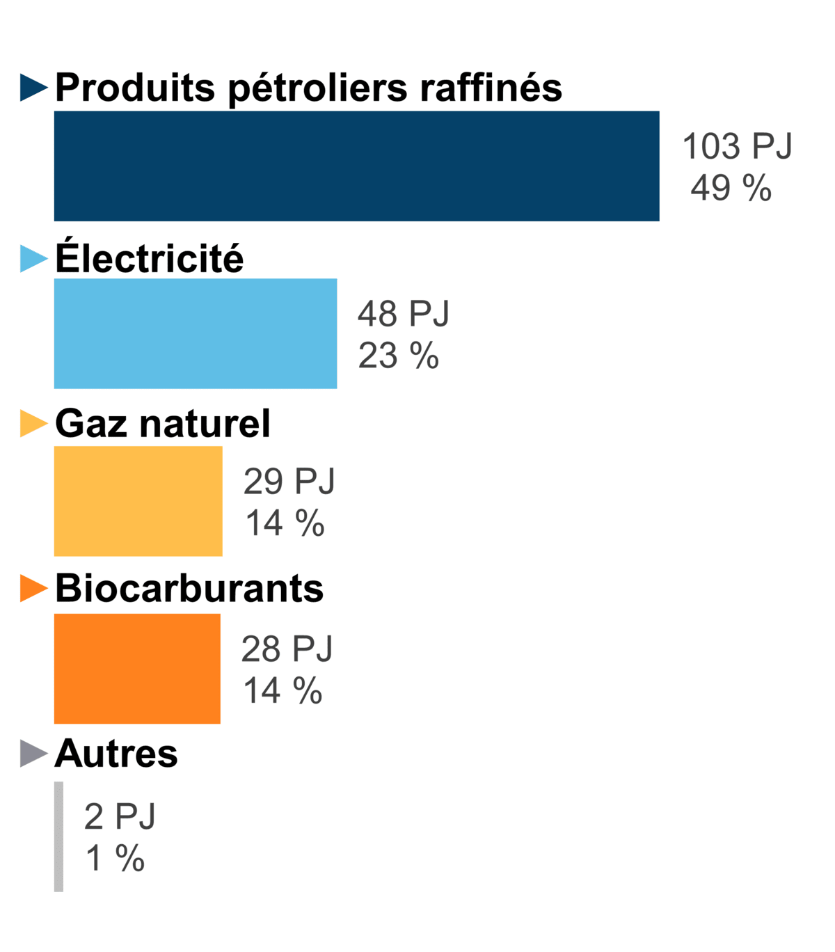 Figure 7 - Demande pour utilisation finale selon le combustible (2020)
