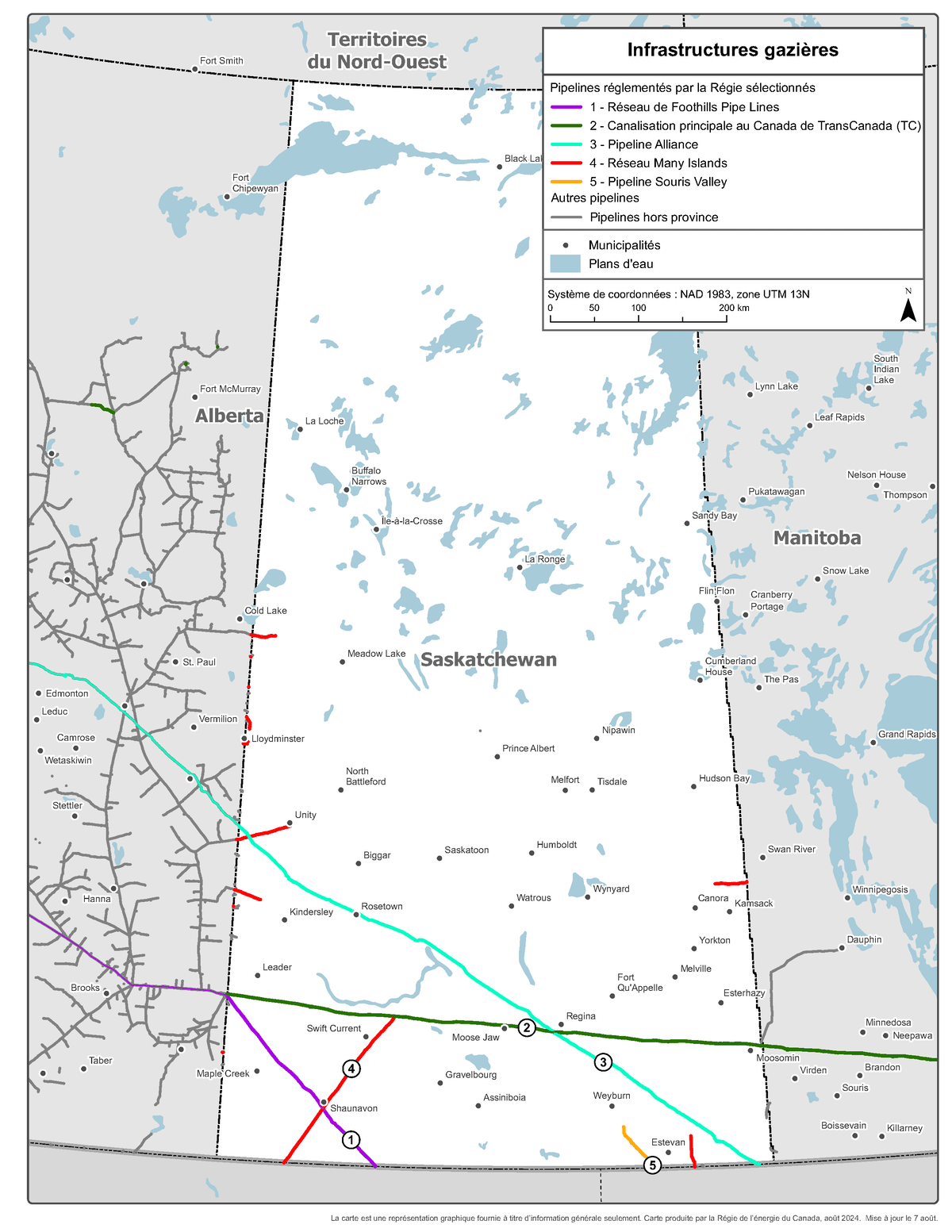 Figure 5 – Carte des infrastructures du gaz naturel