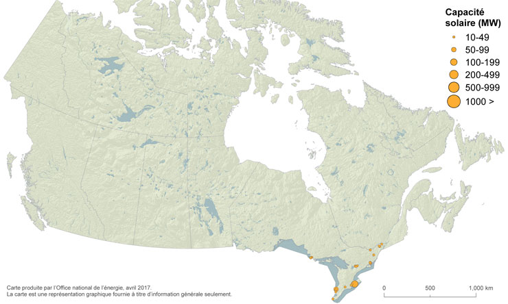 Figure&nbsp;16 &ndash; Carte des centrales solaires au Canada